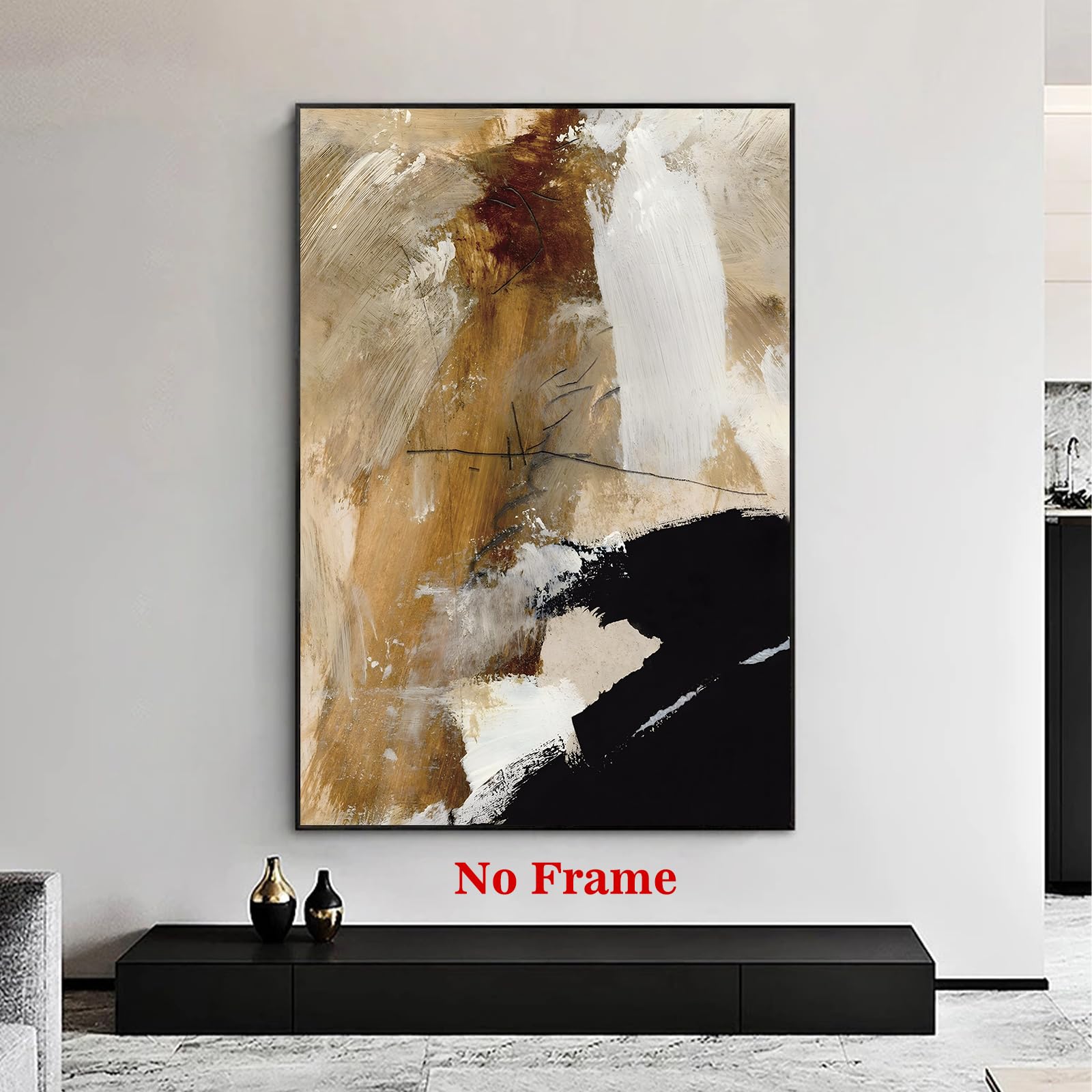 Amazon.co.jp: ブラックブラウン抽象ウォールアート モダンブラウン